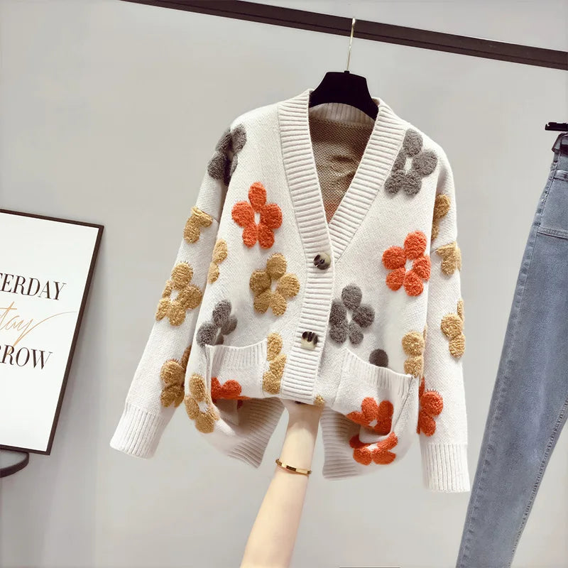 Deacon knitted sweater with long sleeves and V-neckline