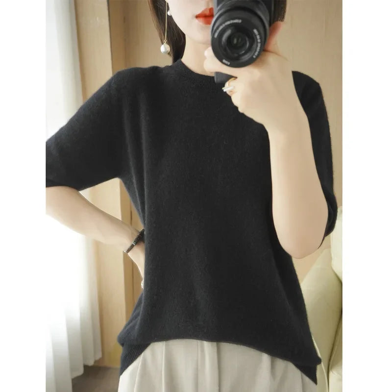 Adèle Short Sleeve Round Neck Knitted Sweater