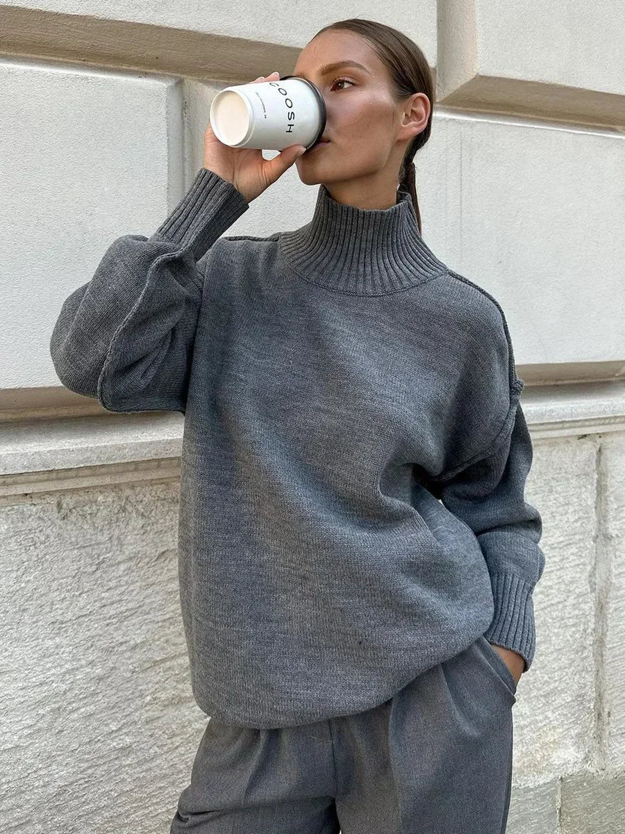 Darwin sweater with turtleneck in smooth knit look