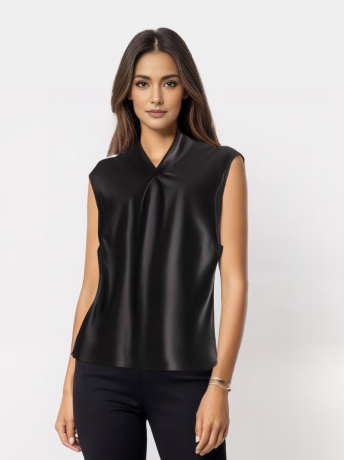 Ryza | Elegant Sleeveless Satin Blouse