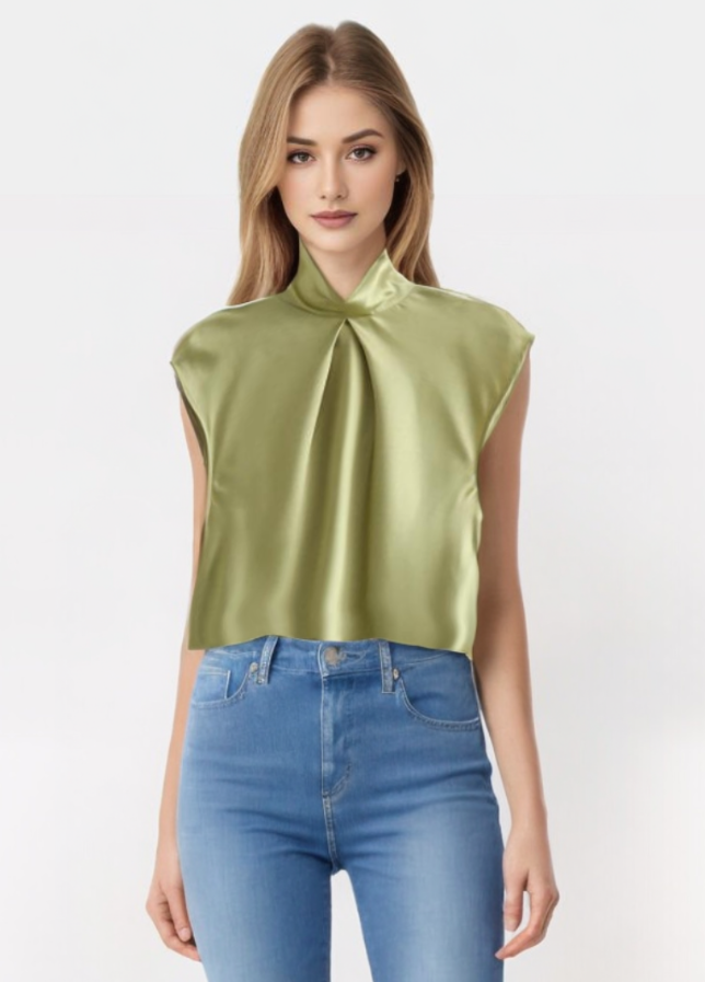 Ryza | Elegant Sleeveless Satin Blouse