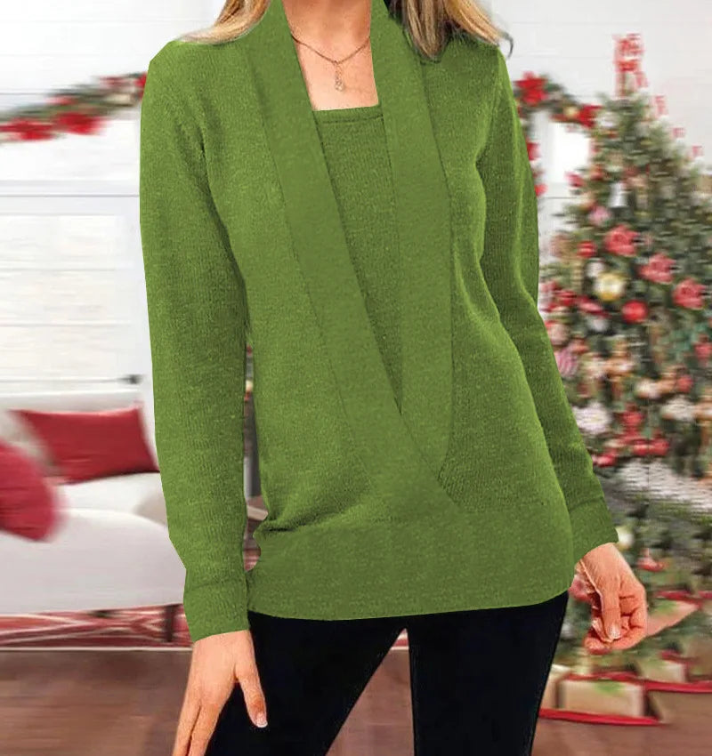 Dalton knitted sweater with a deep V-neck and long sleeves