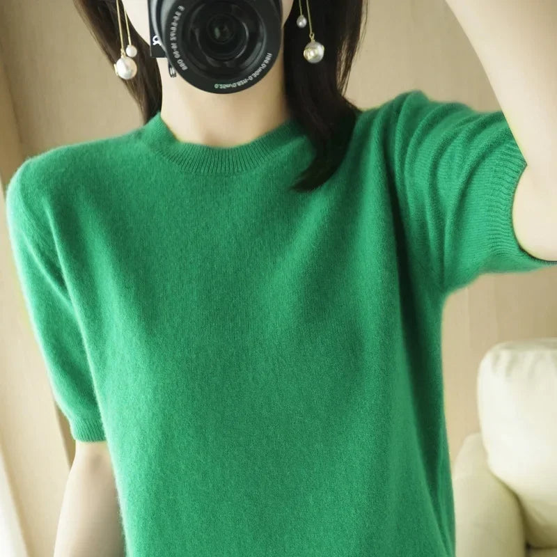 Adèle Short Sleeve Round Neck Knitted Sweater