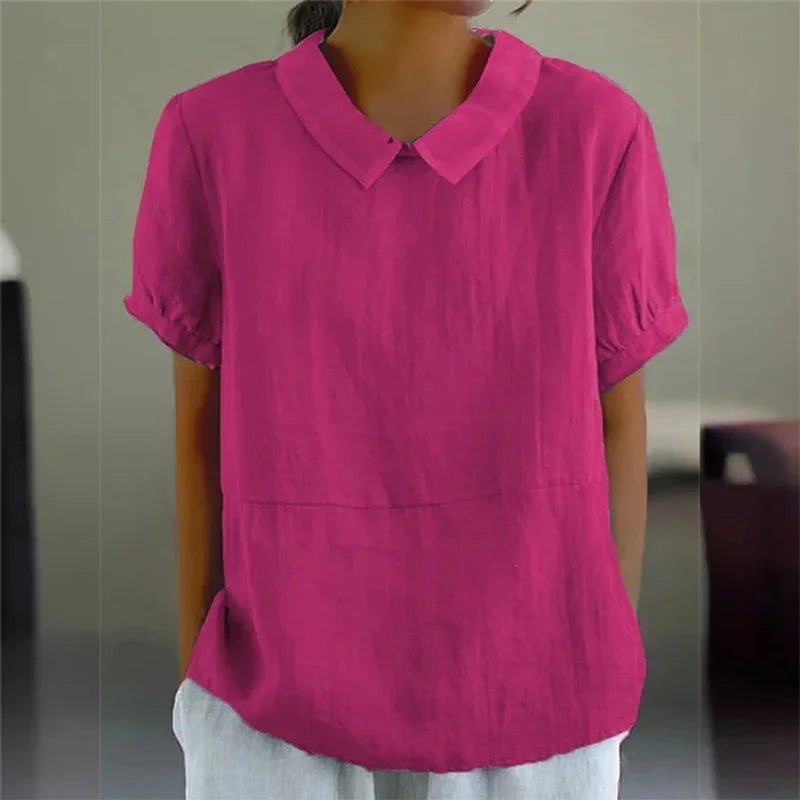 Sophie | Comfortable Cotton Linen Blouse with Peter Pan Collar