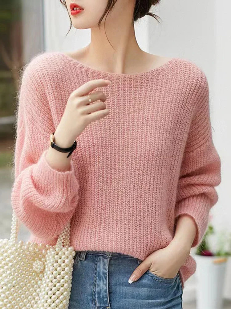 Maria - Transparent knitted cashmere sweater with a loose fit for women