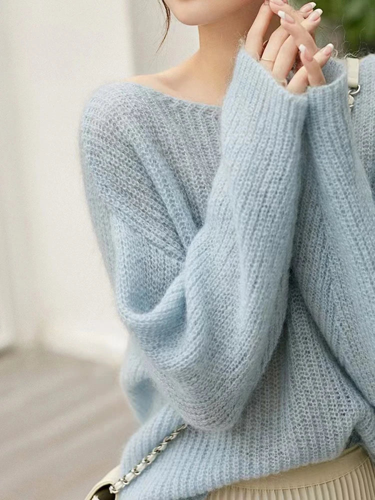 Maria - Transparent knitted cashmere sweater with a loose fit for women
