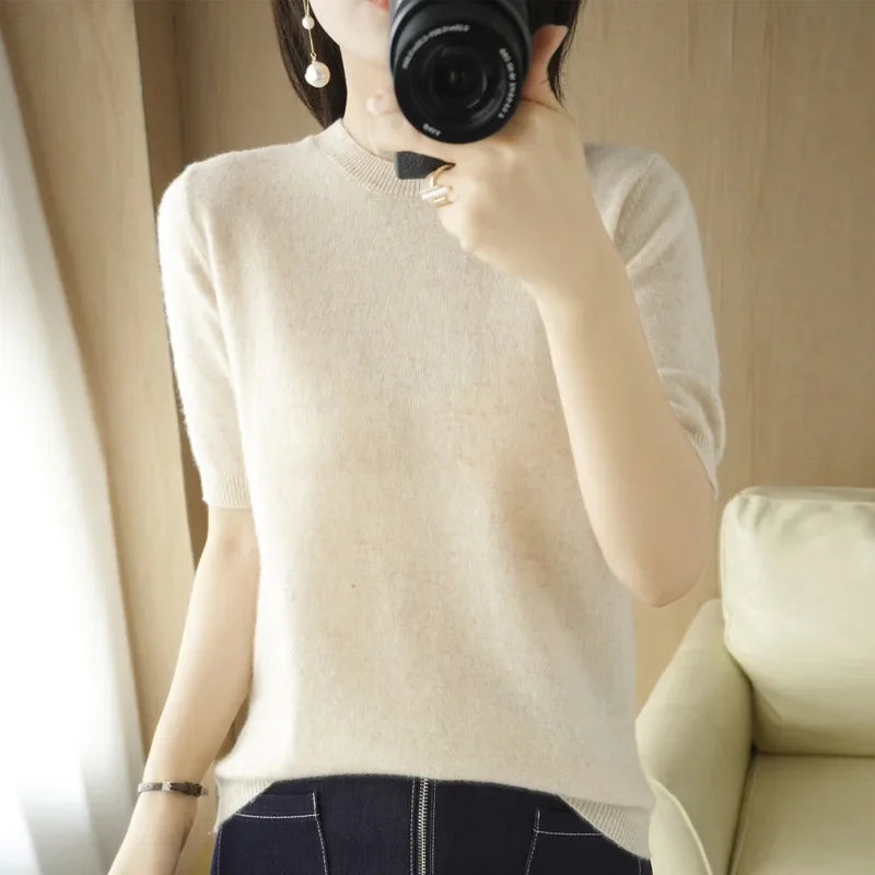 Adèle Short Sleeve Round Neck Knitted Sweater