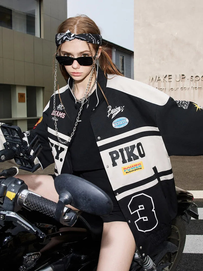 Nienke | Great racing jacket with badges and emblems