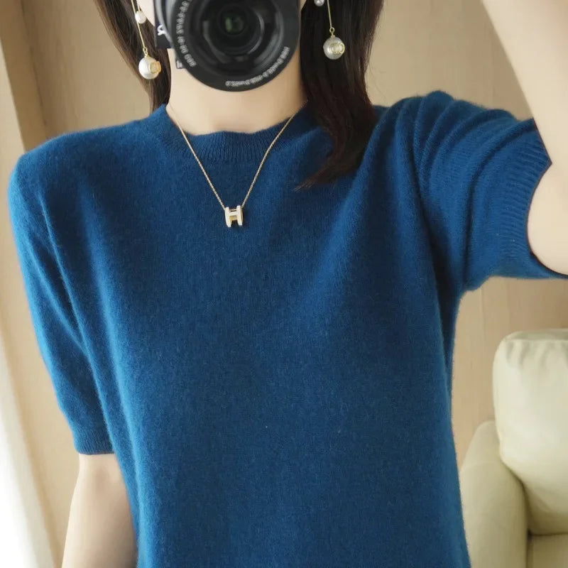 Adèle Short Sleeve Round Neck Knitted Sweater