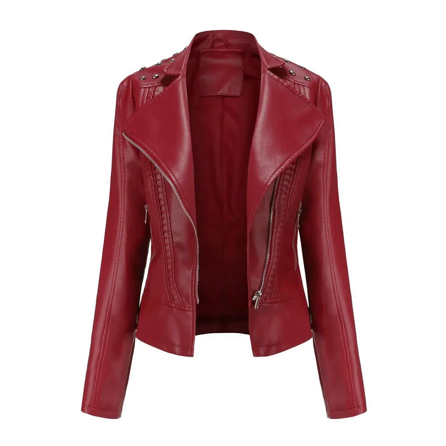 Stylish slim leather jacket - Doutzen