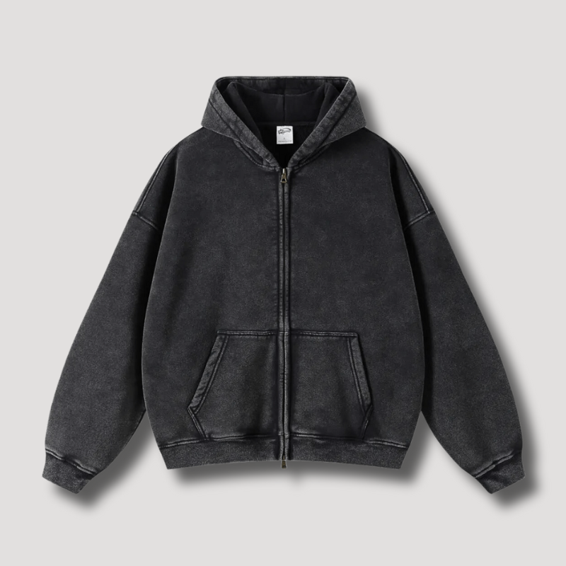 Timo - Zip hoodie in a washed-out vintage look