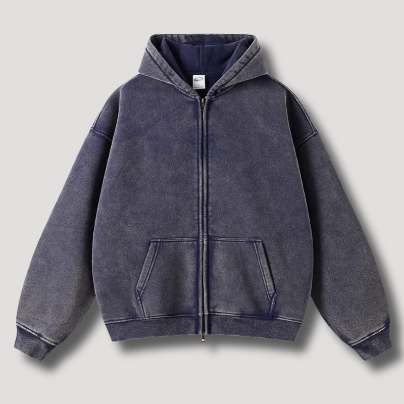 Timo - Zip hoodie in a washed-out vintage look