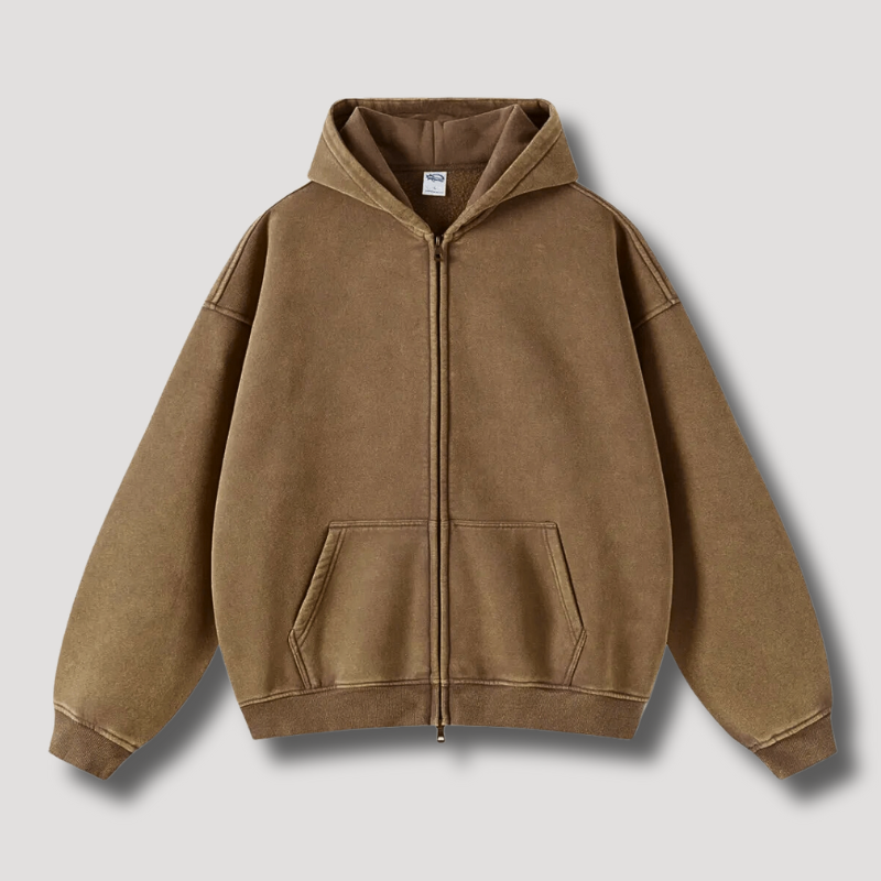 Timo - Zip hoodie in a washed-out vintage look