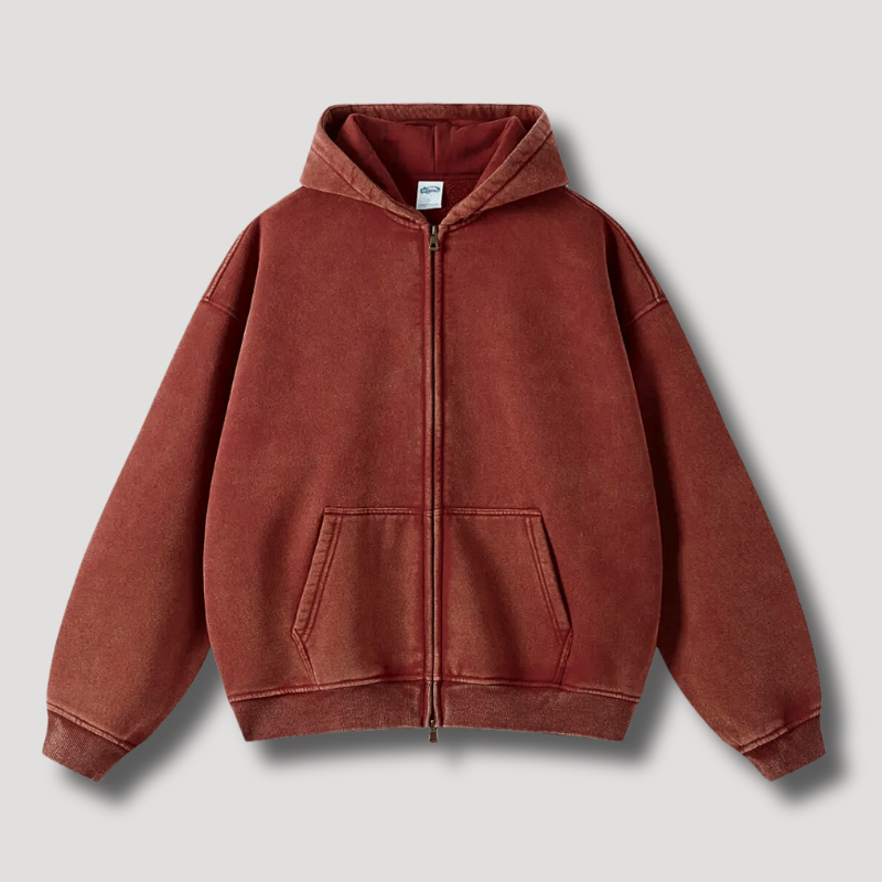 Timo - Zip hoodie in a washed-out vintage look