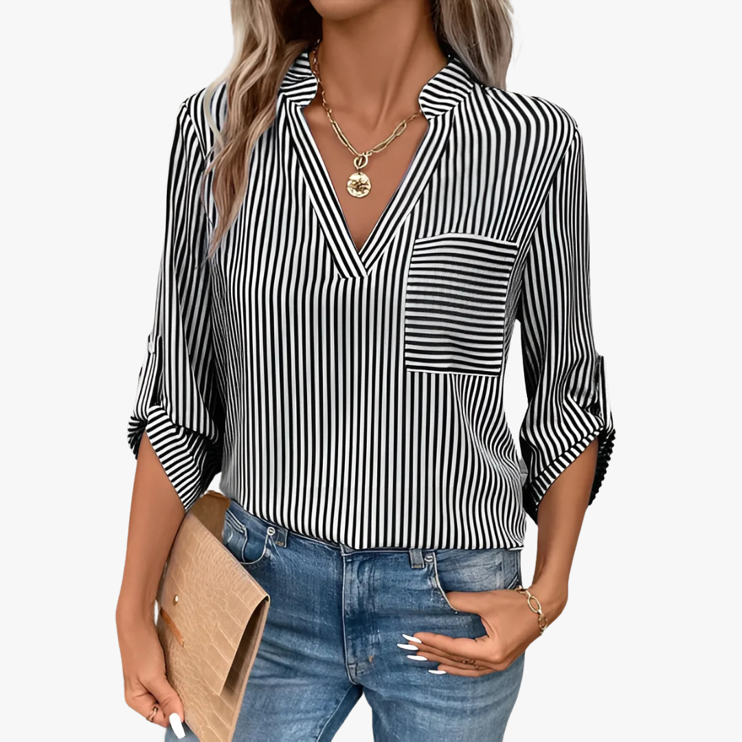 Striped elegant ladies blouse