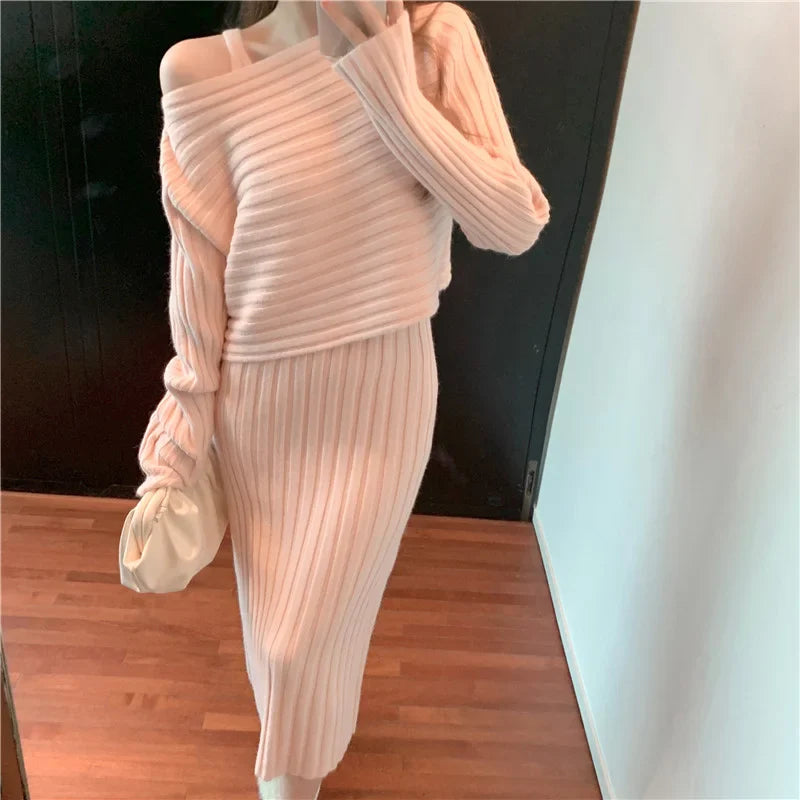 Moss - Set of knitted strapless dresses