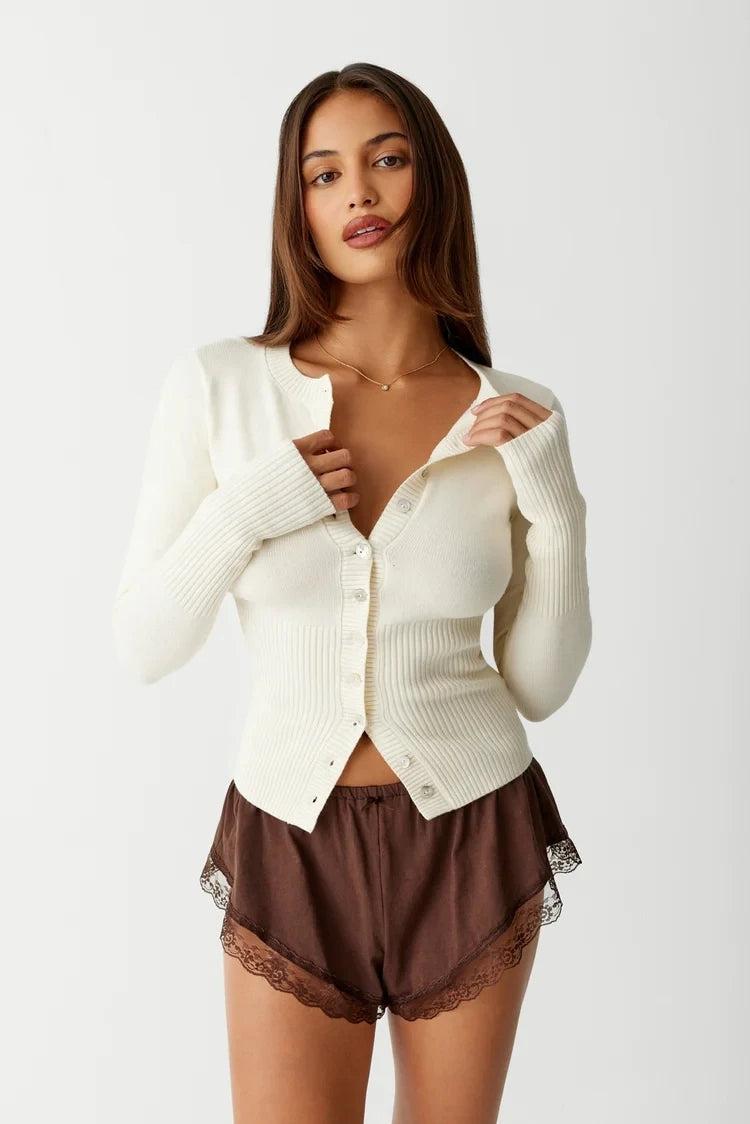 Ribbed cardigan for women