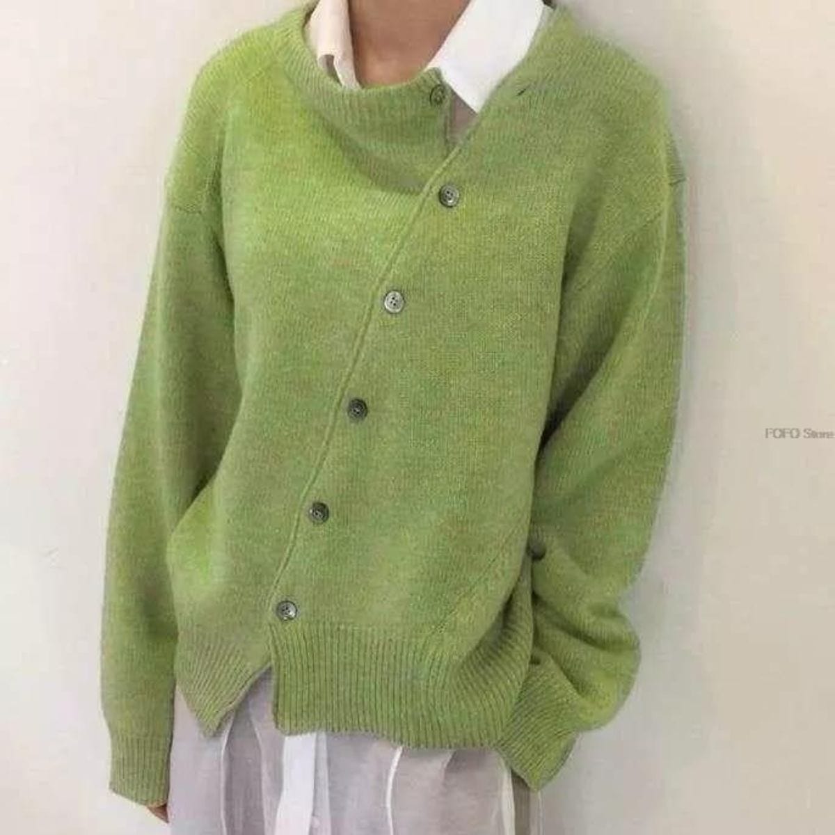 Asymmetric cardigan with buttons for women