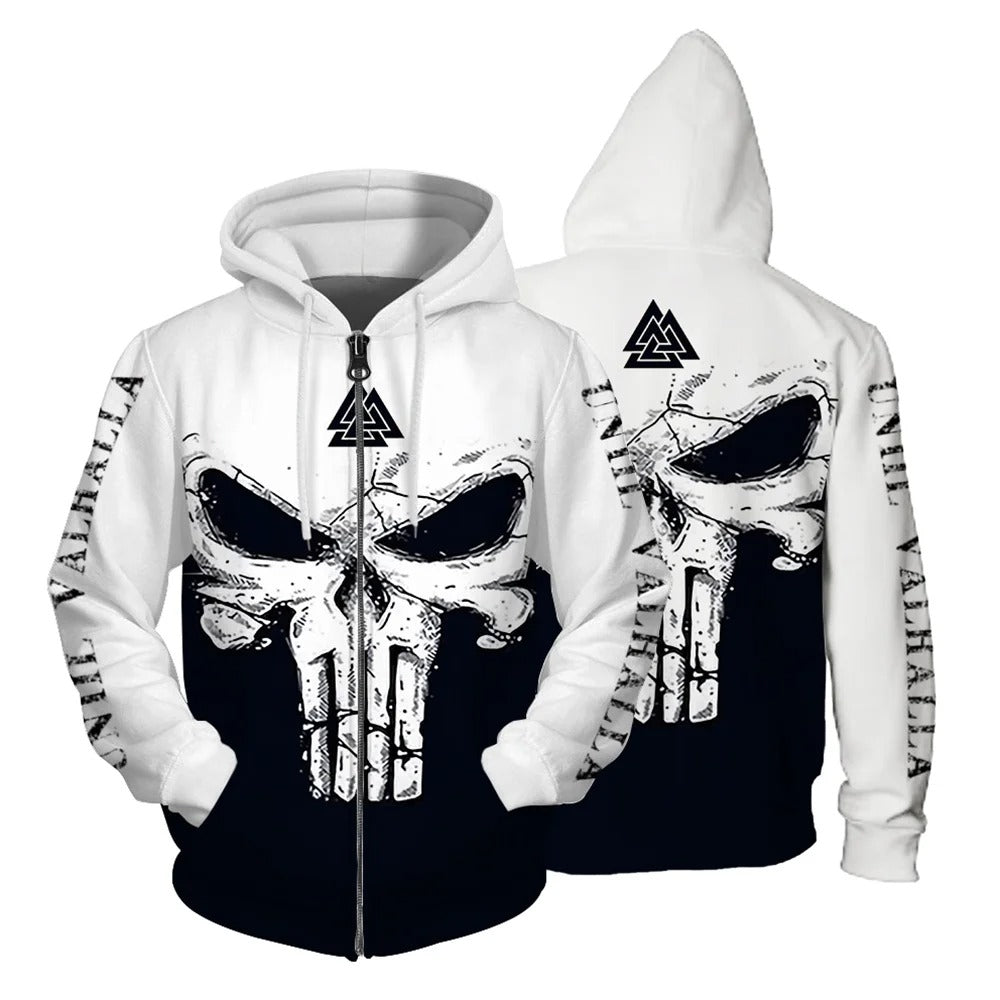 Hunter - Men's zip hoodie with skull motif