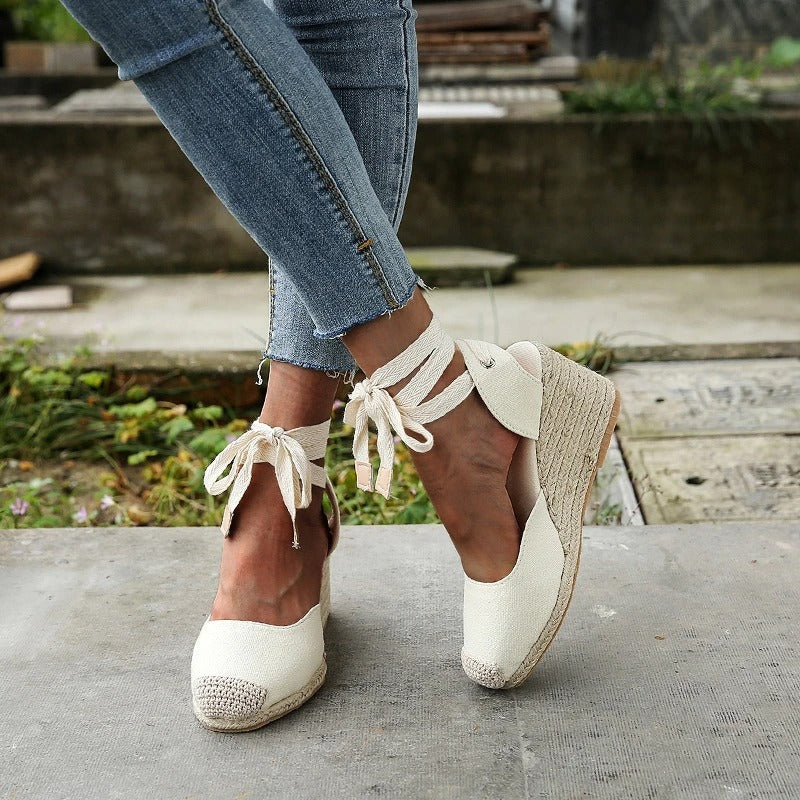BELINDA | Wedge Sandals with Bow Strap