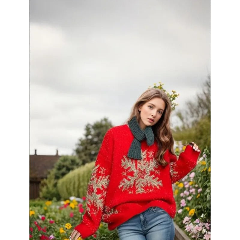 Theresa - Oversized sweater with snowflake design