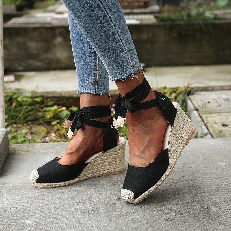 BELINDA | Wedge Sandals with Bow Strap