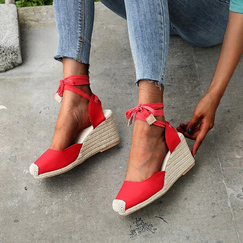 BELINDA | Wedge Sandals with Bow Strap