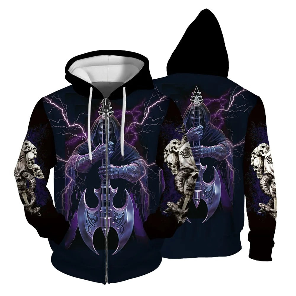 Hunter - Men's zip hoodie with skull motif