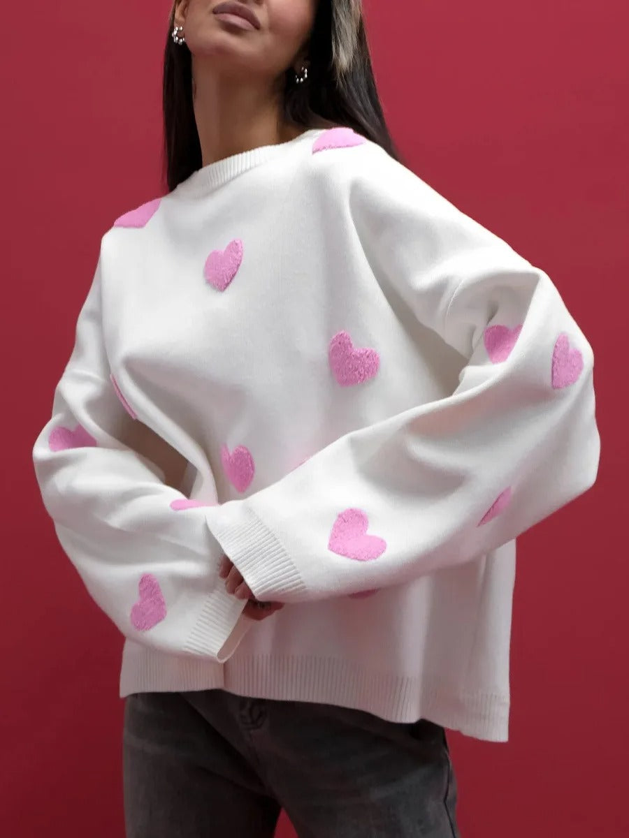 Elegant knitted heart sweater sweater with heart motif for ladies