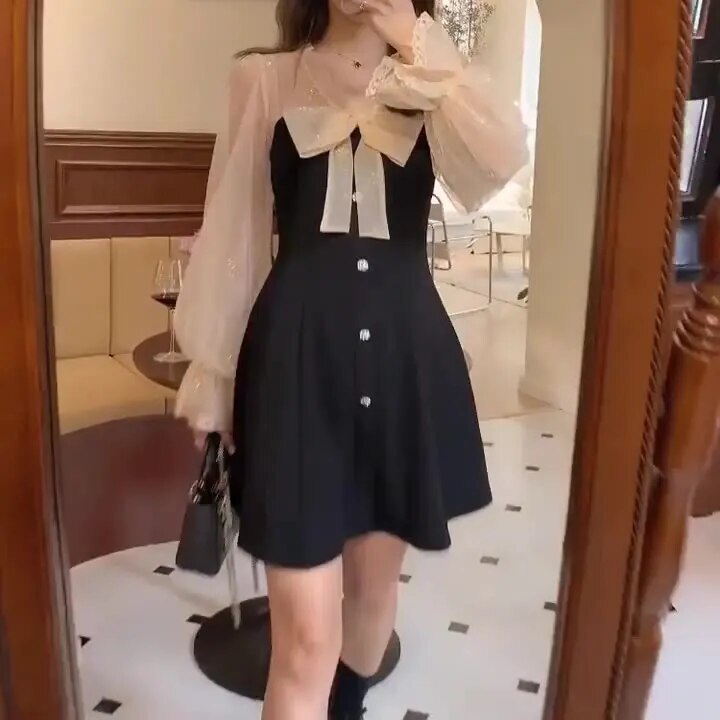 Annela | Ladies long sleeve mini party dress