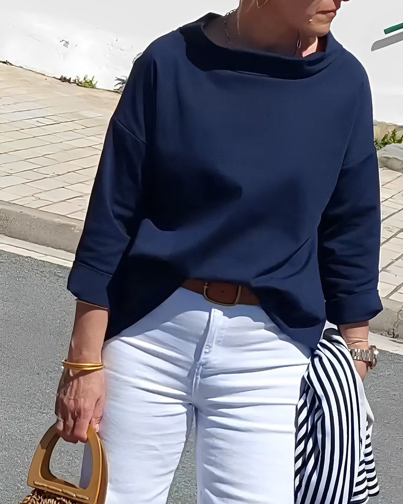 Elegant top with high collar for women