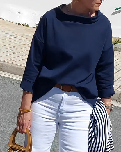Elegant top with high collar for women