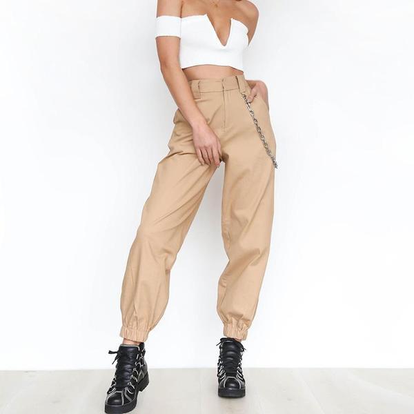 Monica - High-waisted harem pants with chain belt