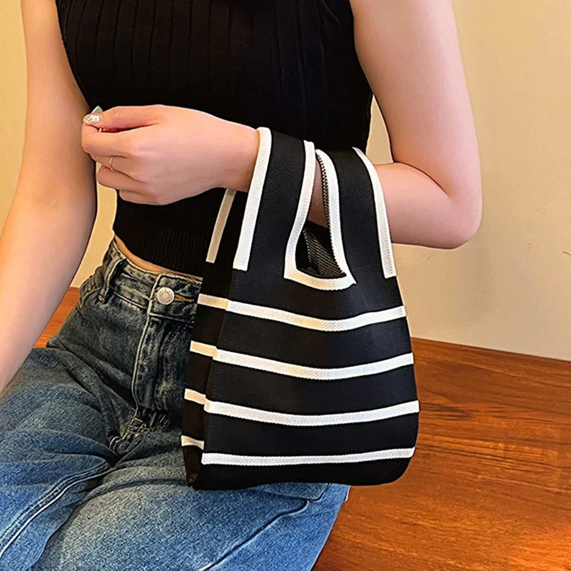 Coralie - Chic striped canvas tote bag