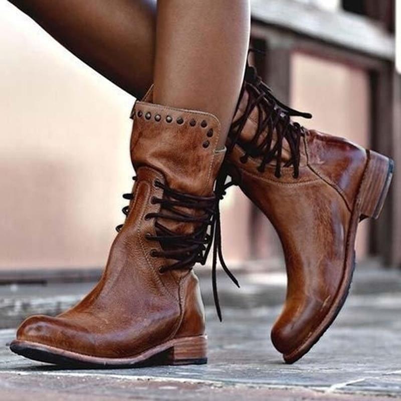 Amaya™ - Vintage leather lace-up boots