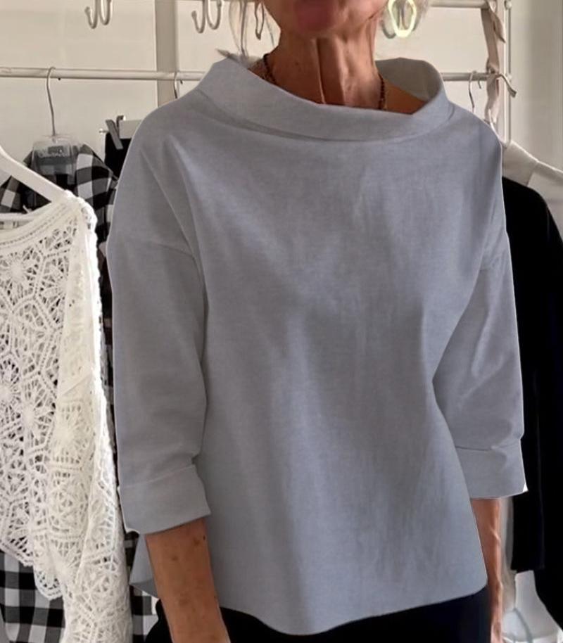 Elegant top with high collar for women