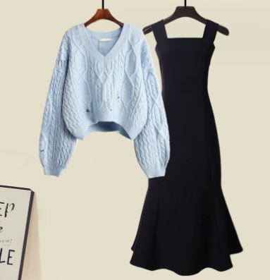 Amelia - High-quality two-piece knit set with sweater and mermaid dress for women
