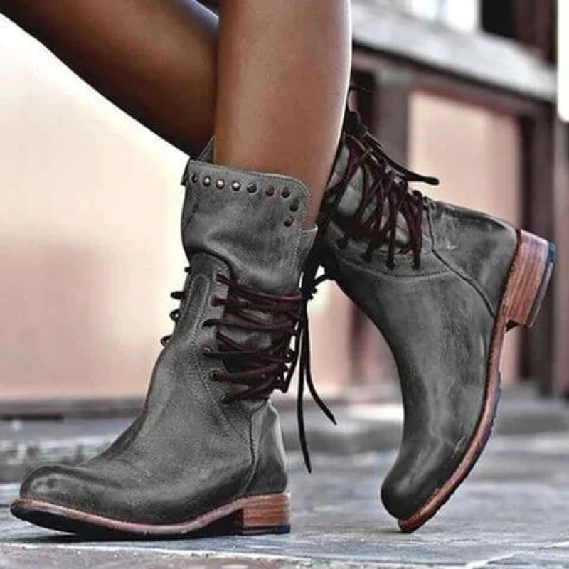 Amaya™ - Vintage leather lace-up boots