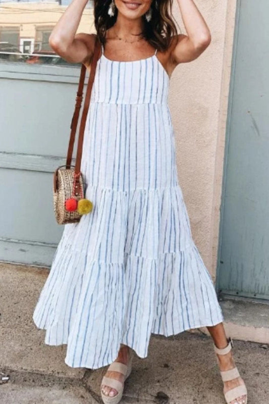 Hape - Striped dresses with spaghetti straps and fashionable patches