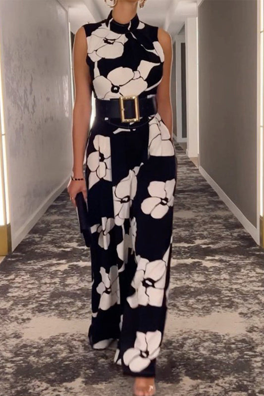 LD Fashion Casual Print Half-A Turtleneck Sweater Regular Jumpsuit