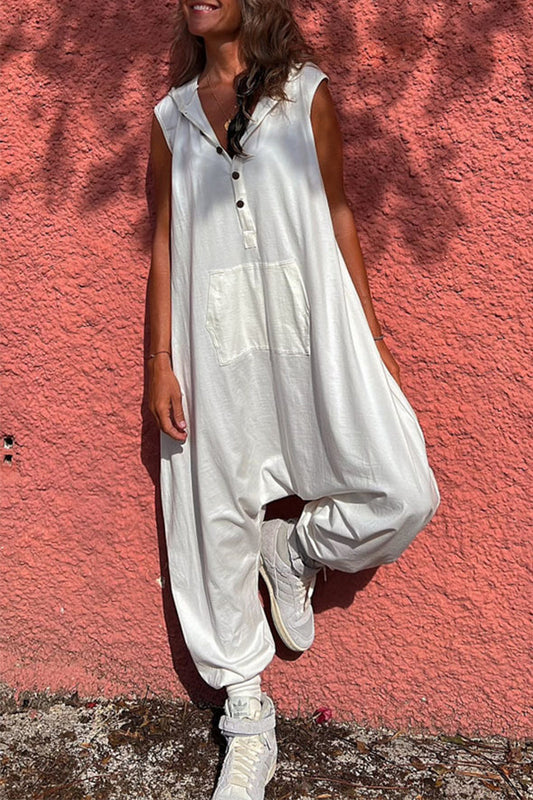 Casual SportswearenÃ Fixed Pocket Hooded Straight Jumpsuits (3 Colors)