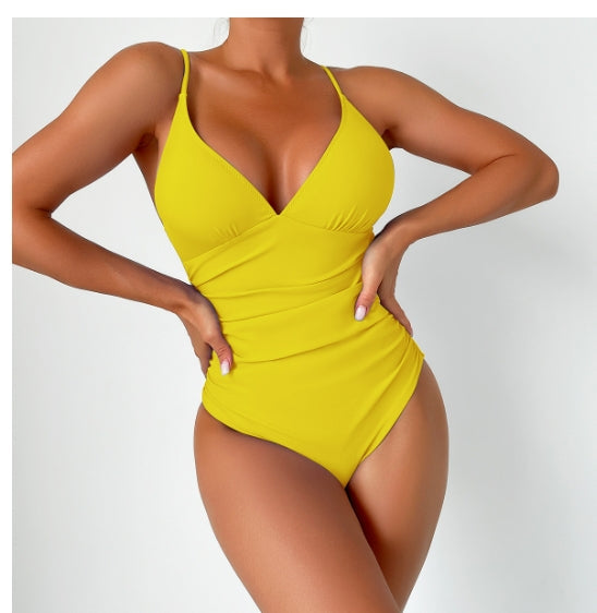 LolaBeach - Plain swimsuit with deep v-neckline