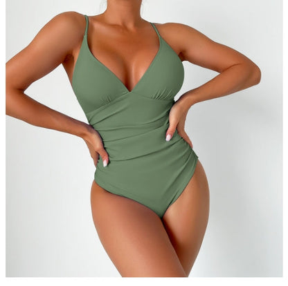 LolaBeach - Plain swimsuit with deep v-neckline