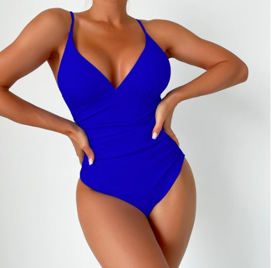 LolaBeach - Plain swimsuit with deep v-neckline