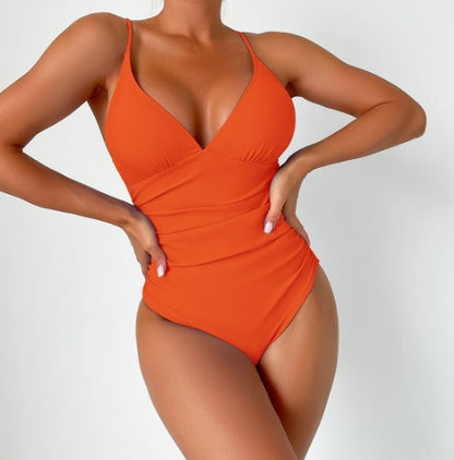 LolaBeach - Plain swimsuit with deep v-neckline