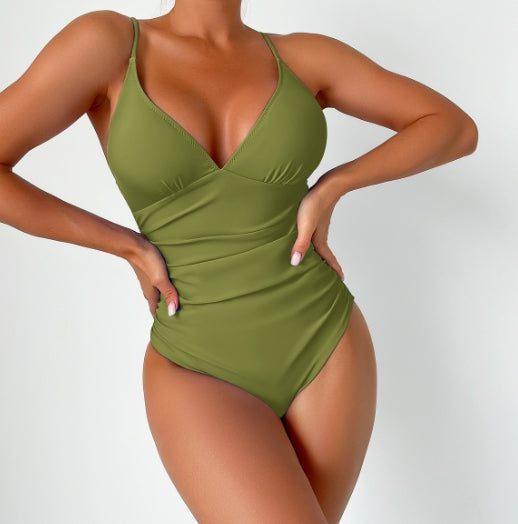 LolaBeach - Plain swimsuit with deep v-neckline