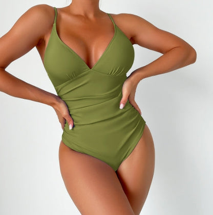 LolaBeach - Plain swimsuit with deep v-neckline