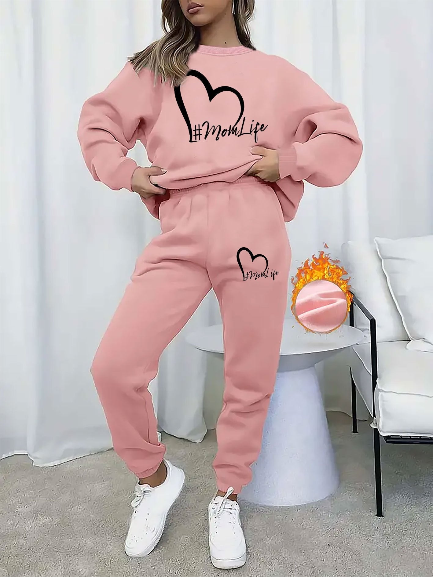 Emma | Alphabet Print Round Neck Sweater & Sweatpants Set - Ideal For Fall/Winter
