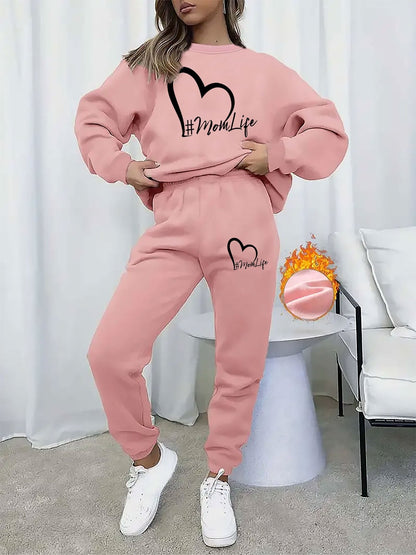 Emma | Alphabet Print Round Neck Sweater & Sweatpants Set - Ideal For Fall/Winter