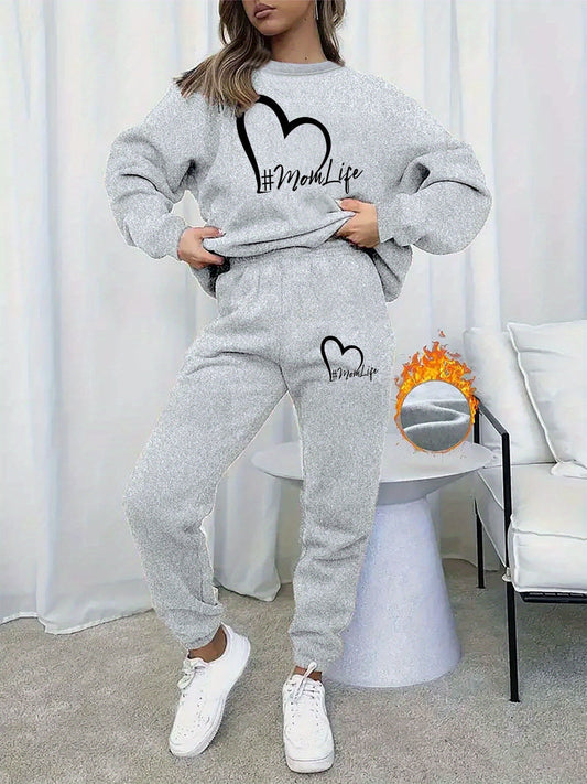 Emma | Alphabet Print Round Neck Sweater & Sweatpants Set - Ideal For Fall/Winter